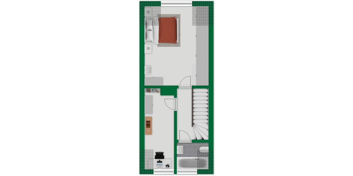 Grundriss-Skizze Obergeschoss linkes Haus